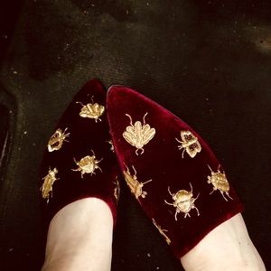 Embroidered mules with beading